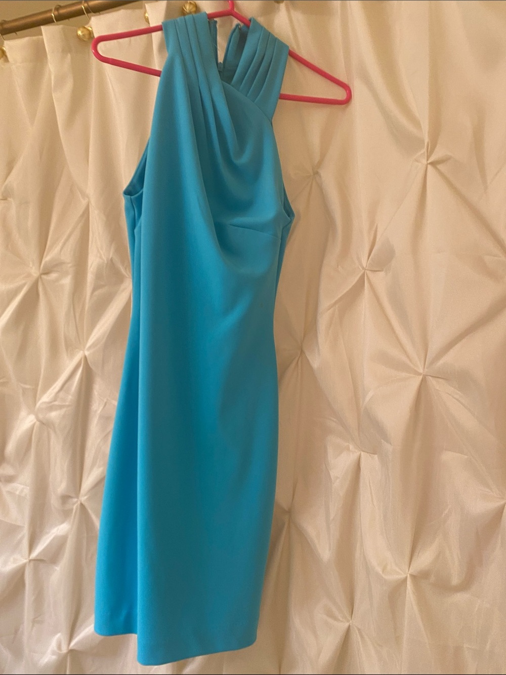 RACHEL Rachel Roy Turquoise Blue Pleated Halter Midi Dress